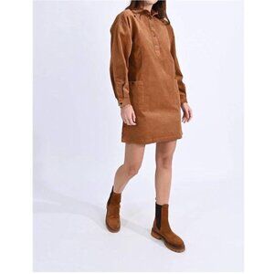 Molly Bracken Brown Corduroy Button-Up Tunic With Pockets  Molly Bracken M